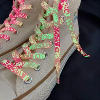 2ШТ Светящиеся шнурки Баскетбольные шнурки с цветком Кешью для кроссовок Night Glow Шнурки для обуви Аксессуары для обуви