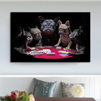 НАДЕЖНЫЕ ХУДОЖЕСТВЕННЫЕ Игральные карты для собак, плакаты и принты, фотографии животных, Бульдогов Для дома, Настенное искусство для украшения гостиной БЕЗ РАМКИ 0