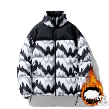 Осенне-зимняя куртка 2024 года, мужская утолщенная теплая куртка с капюшоном, Модная повседневная уличная Холодостойкая высококачественная хлопковая мужская одежда
