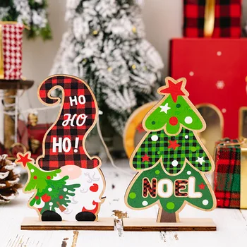 Рождественские украшения Деревянные таблички Настольные украшения Снеговик Рождественская елка Поделки Санта Клауса Navidad Подарки для домашнего декора