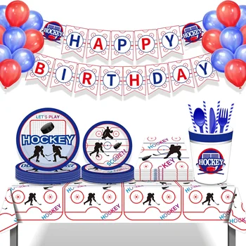 Хоккей на траве, спортивная игра с мячом, вечеринка по случаю Дня рождения, Наборы одноразовой посуды, Тарелки, блюда, воздушные шары, украшения для вечеринки в честь дня рождения